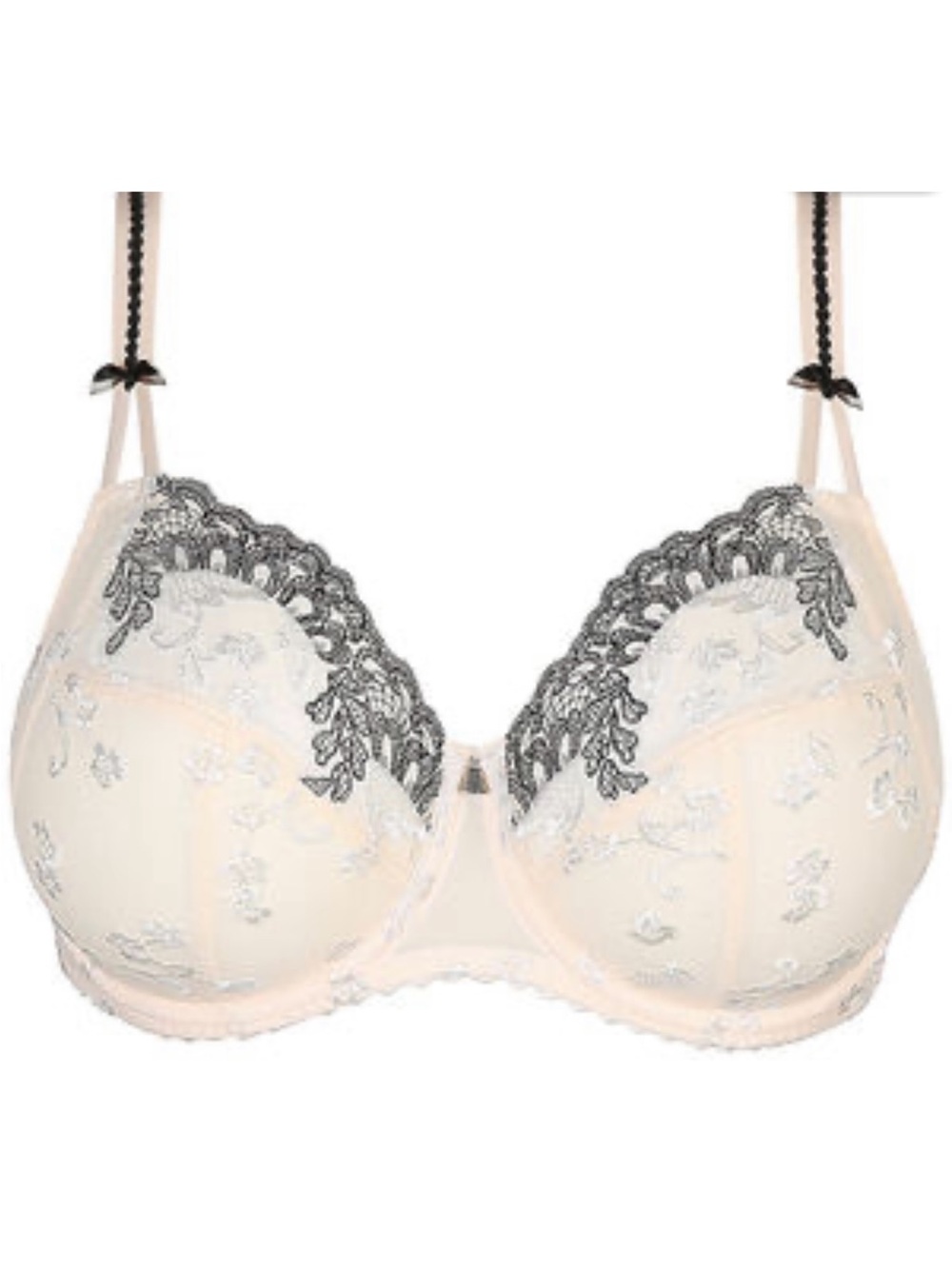 Prima Donna Balcony Vertical Seam Promise Bra Off white Black Lace Accents 34G